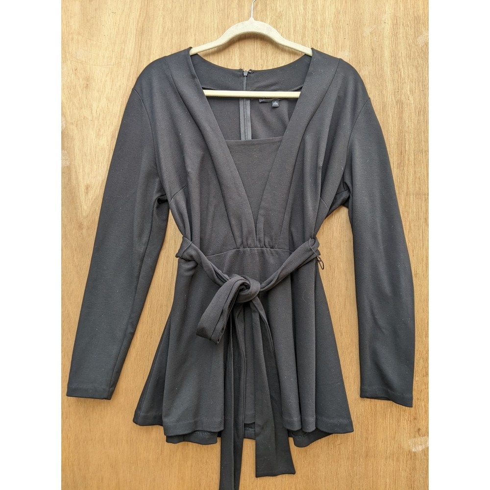 Eloquii black long sleeve v neck tunic 14